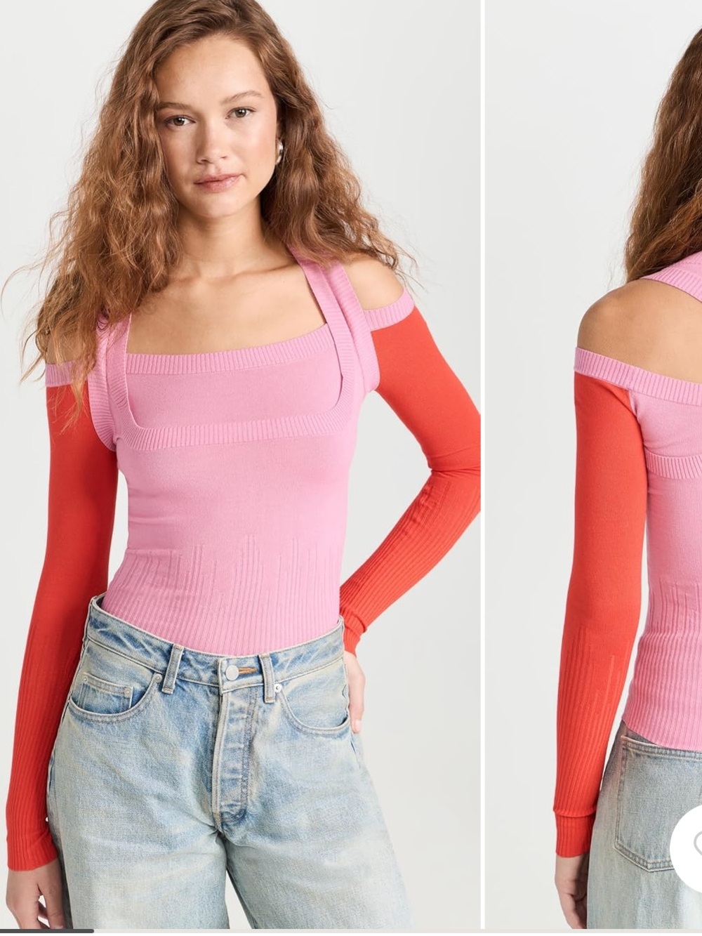 Gimaguas Pink Tank Top with Red Long Sleeves